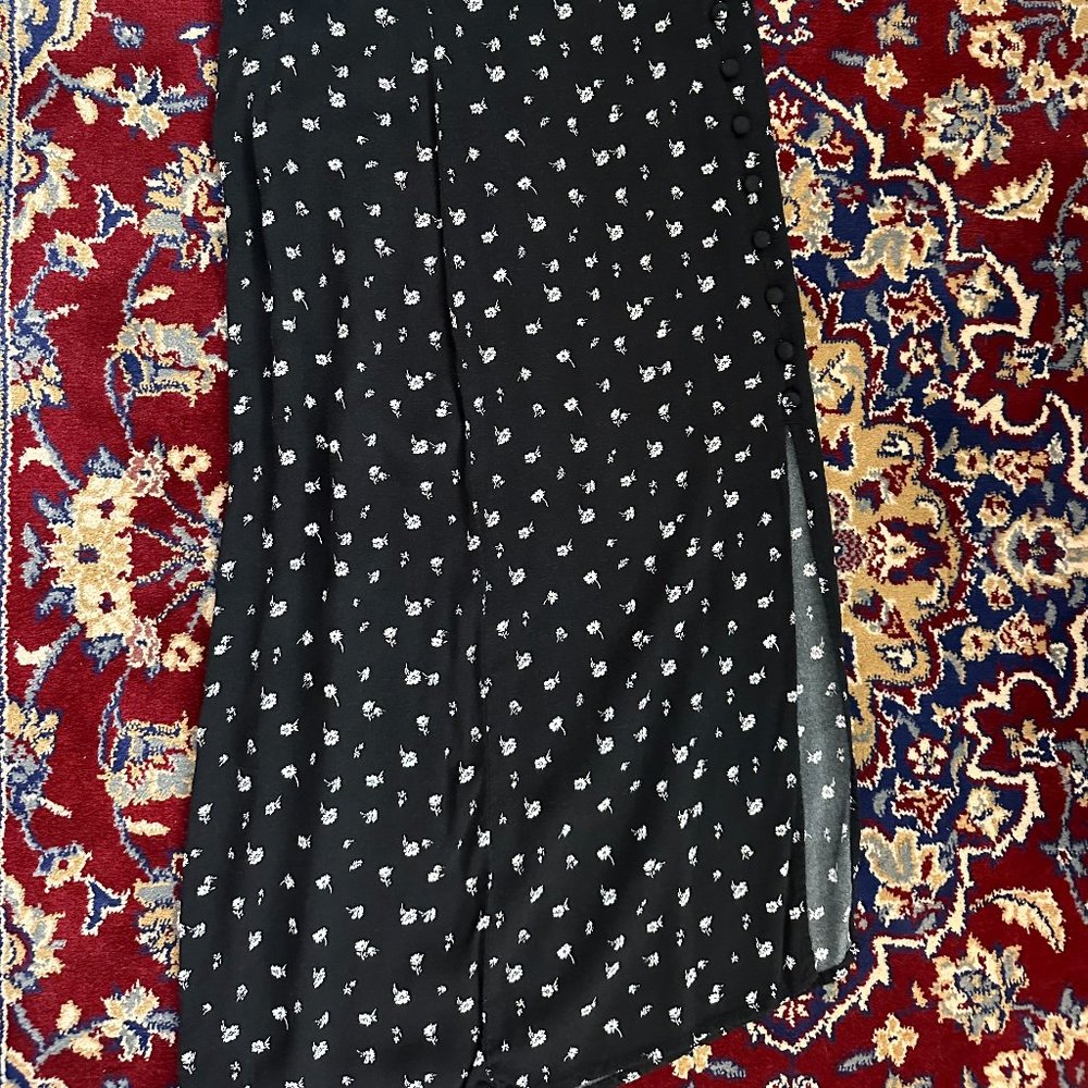 Black Floral Midi Skirt